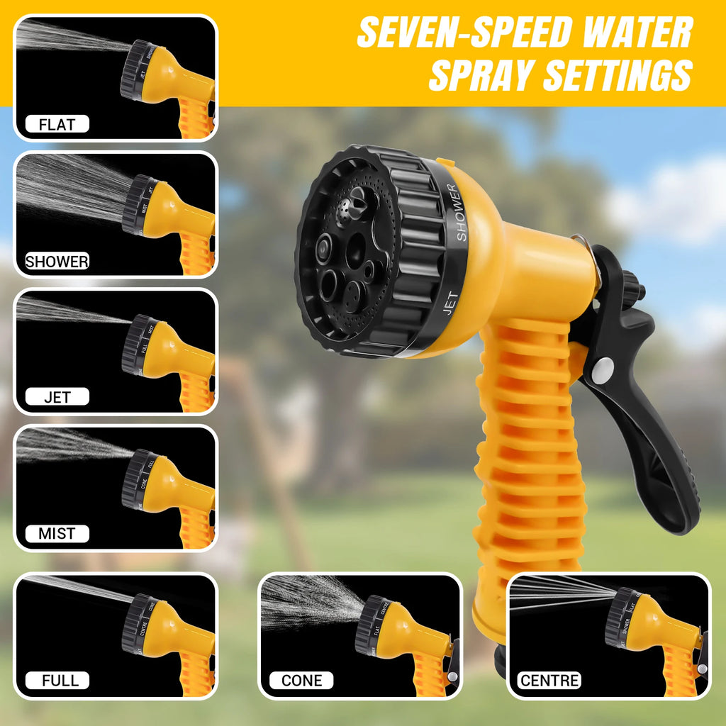 15/25/30M Garden Water Hose Reel Floor Standing Hose Reel Heavy Duty Hose Reel with Nozzle 7 Patterns & Fittings