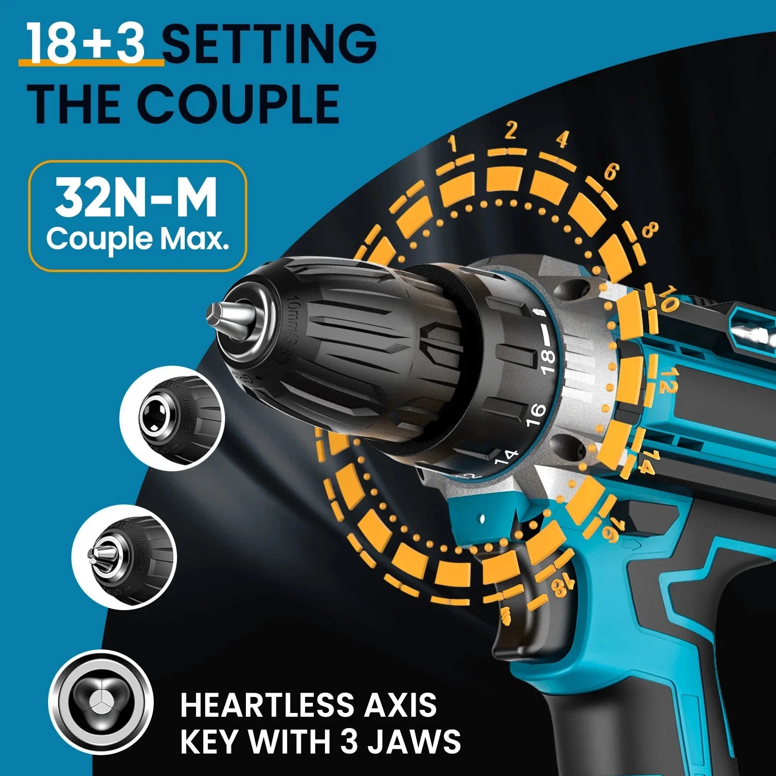 32N.m Cordless Impact Screwdriver 1350rpm Handheld Drill Power Tool 32 Torque Setting Electric Screwdriver With 2 *21VBatteries