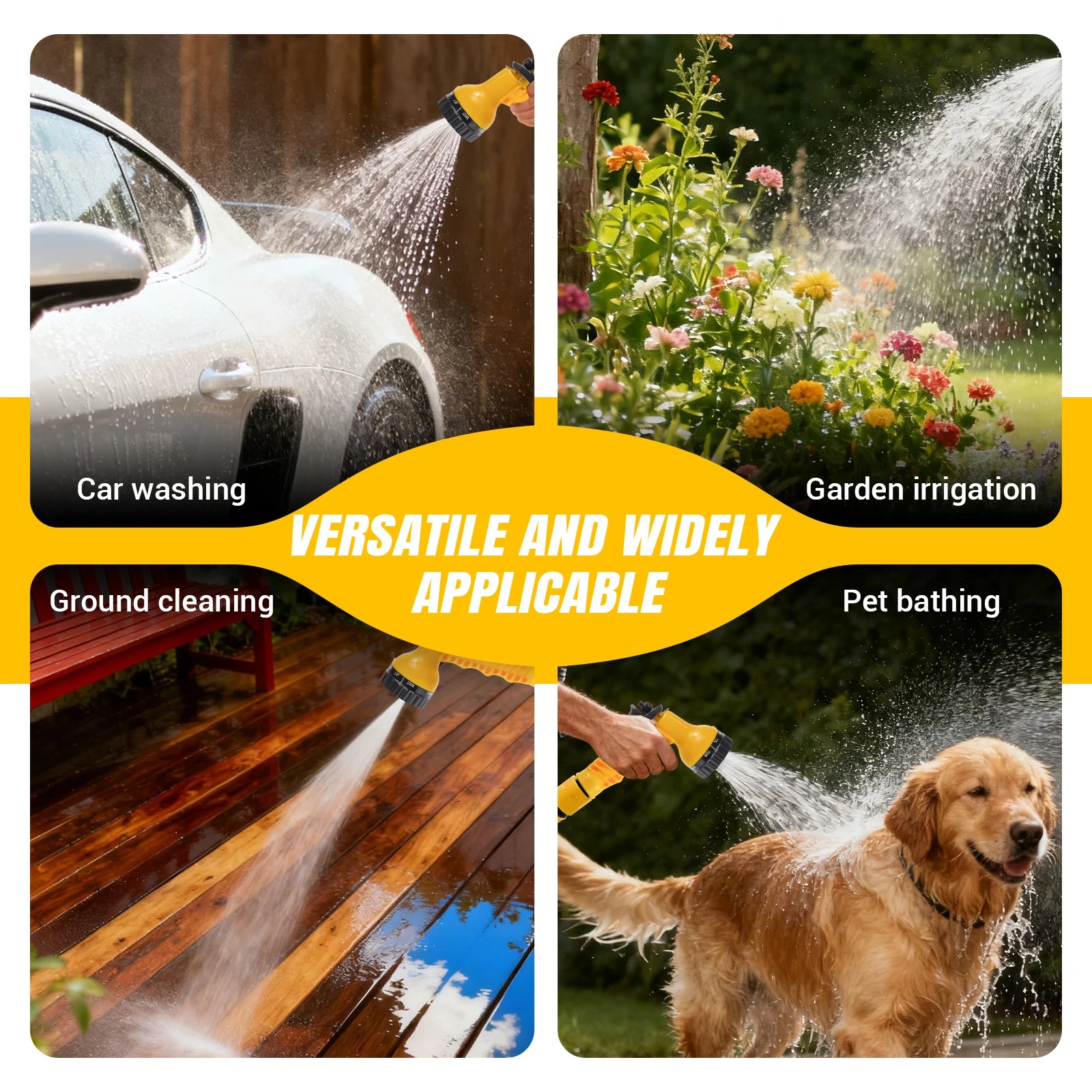 15/25/30M Garden Water Hose Reel Floor Standing Hose Reel Heavy Duty Hose Reel with Nozzle 7 Patterns & Fittings