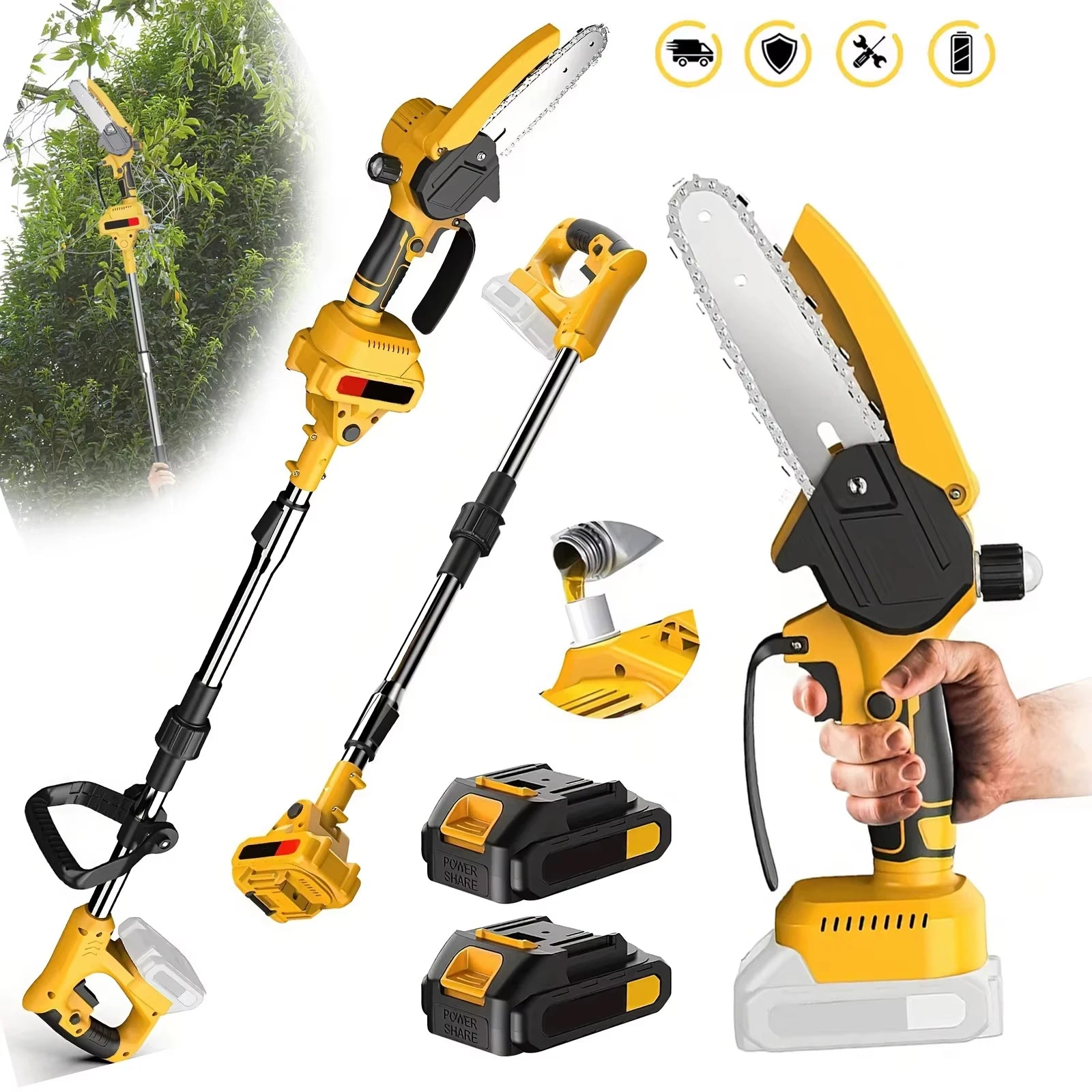 2 IN 1 Electric Chainsaw Telescoping Pole Pruner Pole Branch High Saw Garden Garden borrowing Tool For Makita Battery Pin