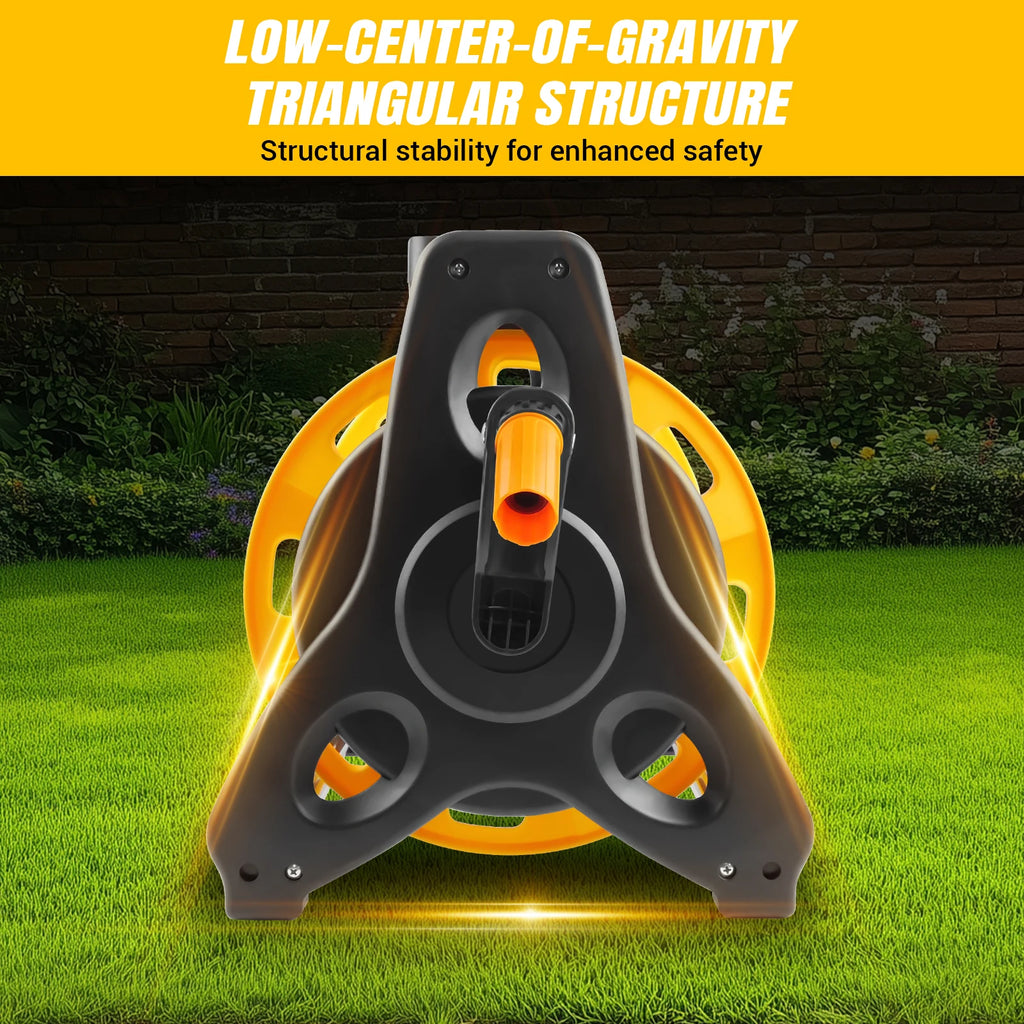 15/25/30M Garden Water Hose Reel Floor Standing Hose Reel Heavy Duty Hose Reel with Nozzle 7 Patterns & Fittings