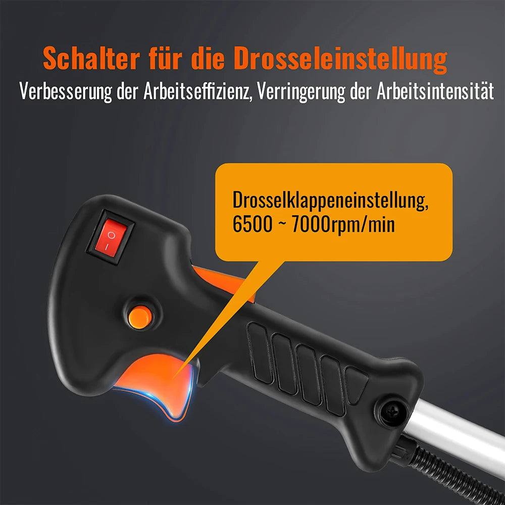 52cc 2‑in‑1 Petrol Brush Cutter Grass Trimmer 2‑Stroke Powerful Garden Strimmer Eater Tool with Blade & Line for Garden Weed