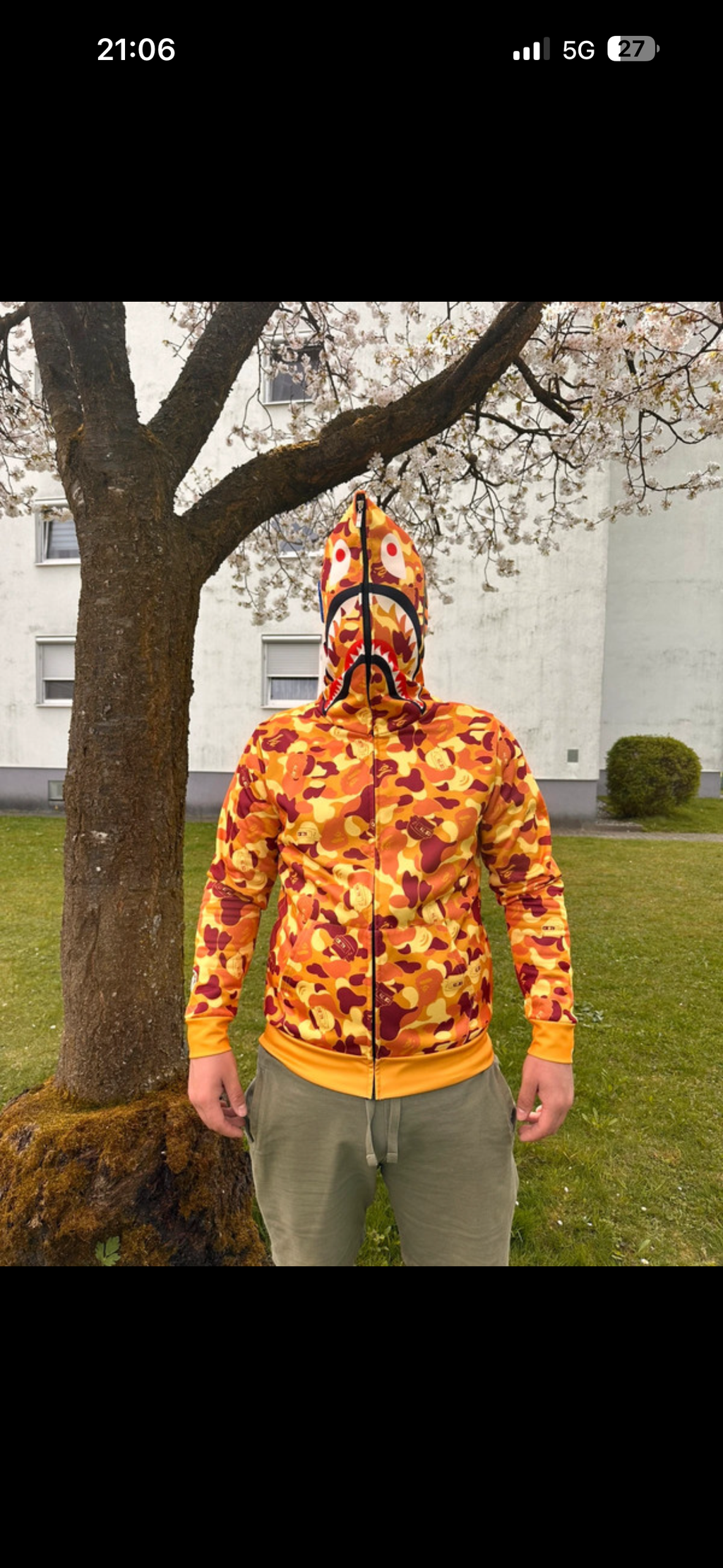 Gaming Shark Hoodie – Orange Camo 🔥