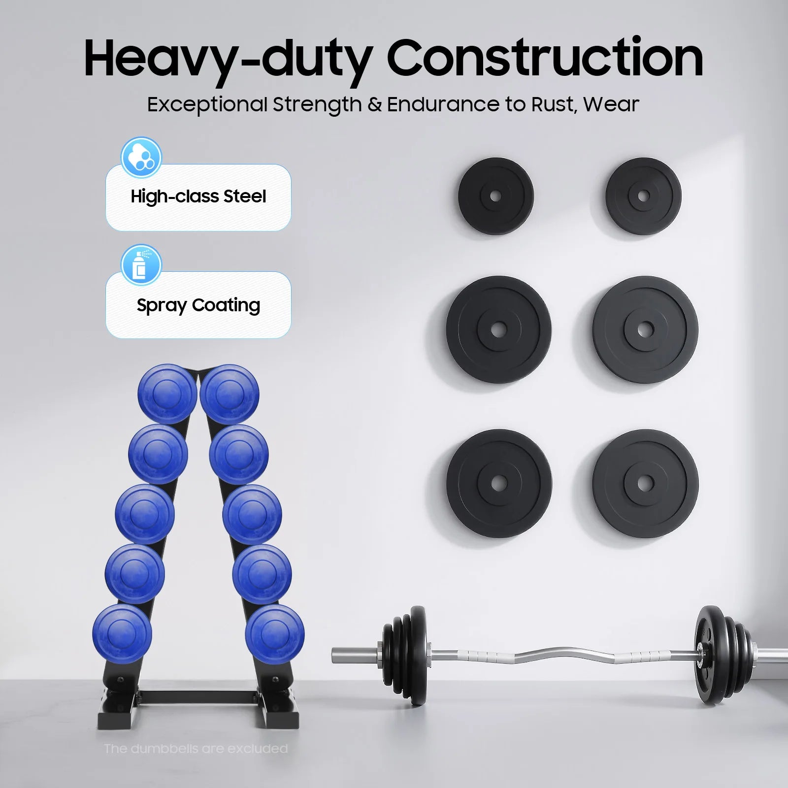 Black/White 5-Tier Dumbbell Holder A-Frame Storage Rack 100kg Rubber Hex Neoprene Dumbbell Bracket for Home Hotel Gym