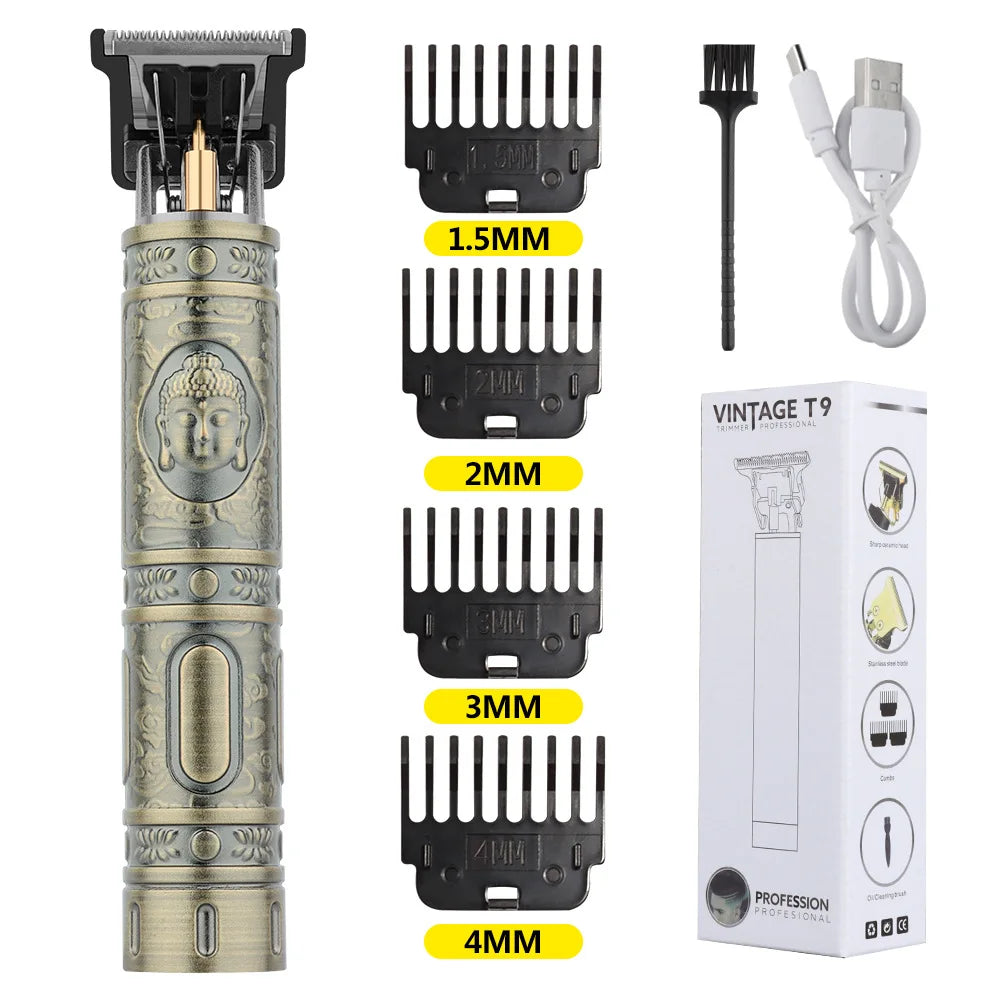 Professional T9 Vintage Hair Trimmer ✂️ – Cordless Electric Clipper for Beard & Precision Trimming