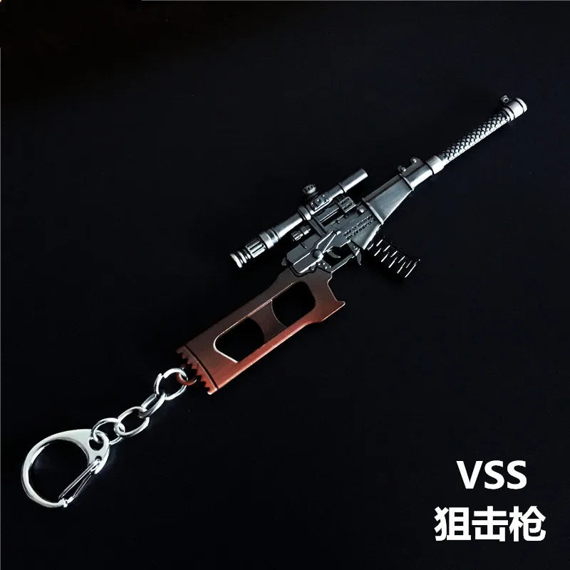 Mini PUBG Gun Keychain – AWM & AK47 Metal Keyring | Gaming Weapon Charm