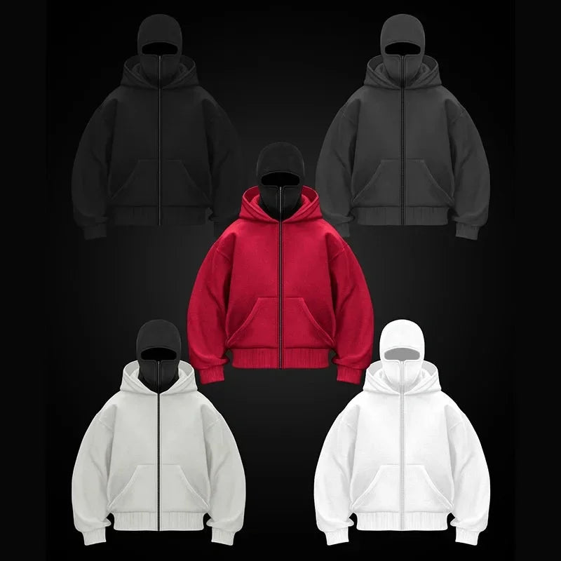 Men's and women's berets - Rock style - Fall/Winter collection - New product - Double-layered hooded sweatshirt - Zipper jacket