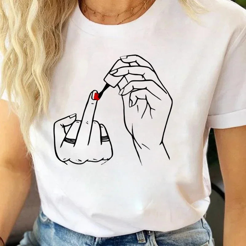 Women’s Funny Graphic T-Shirt – Middle Finger Print | Casual Streetwear Tee