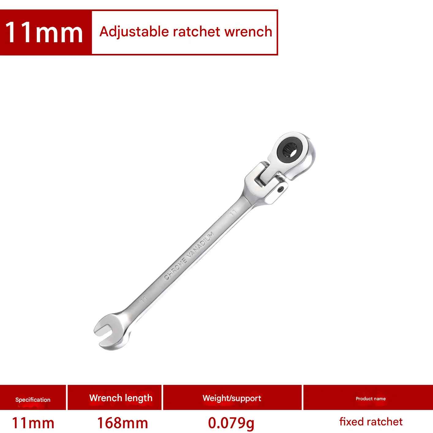 1Pc 72-Tooth Ratchet Wrench Set, Chrome Vanadium Steel, Adjustable Torque for Auto & Heavy-Duty Use