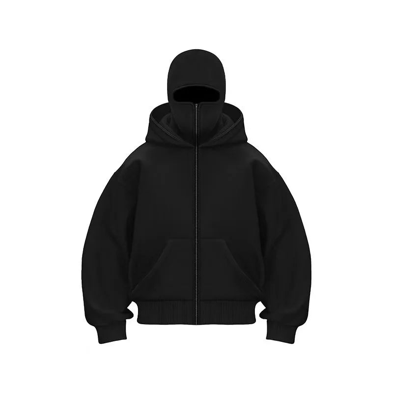 Men's and women's berets - Rock style - Fall/Winter collection - New product - Double-layered hooded sweatshirt - Zipper jacket