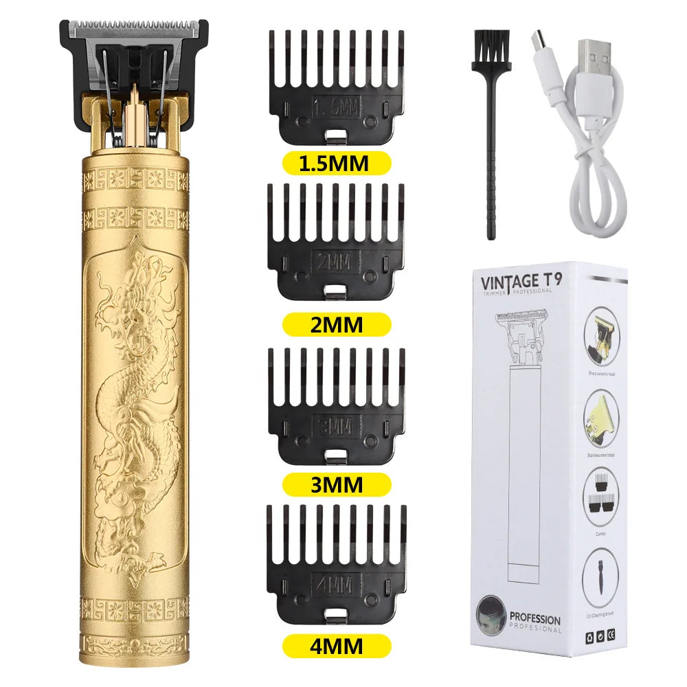 Professional T9 Vintage Hair Trimmer ✂️ – Cordless Electric Clipper for Beard & Precision Trimming