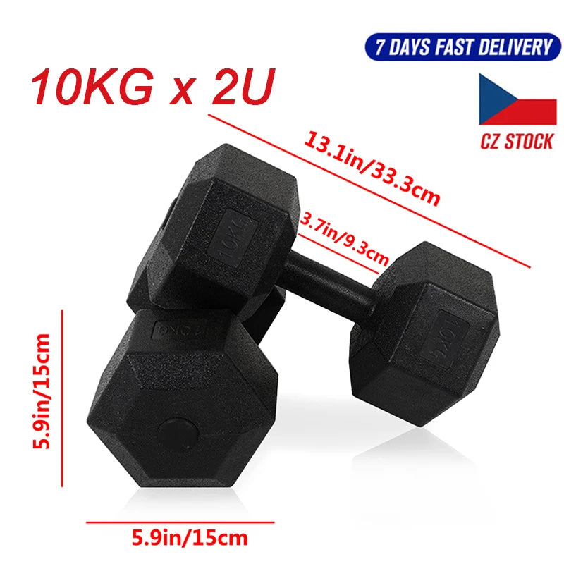 5-10kg Hexagonal Dumbbells Set of 2 Workout Weights for Home Gym Fitness