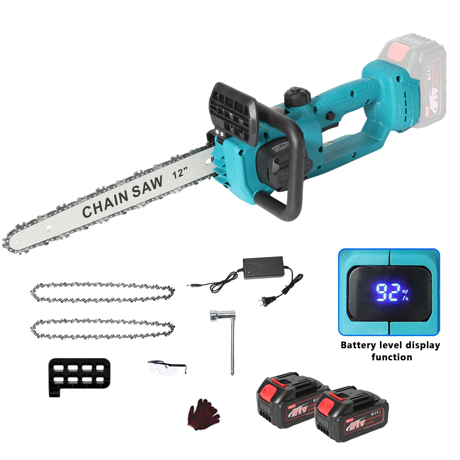Brushless 16Inch Electric Chainsaw Cordless Pruning Woodworking Power Tool Handheld Garden Cutter For Makita Battery