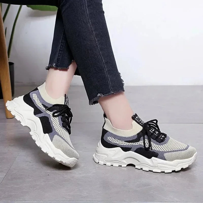 2025 Fashion Cross-border Large Summer Hollowed-out Woven Women's Sports Casual Shoes Light Running Shoes Women's Sports Shoes