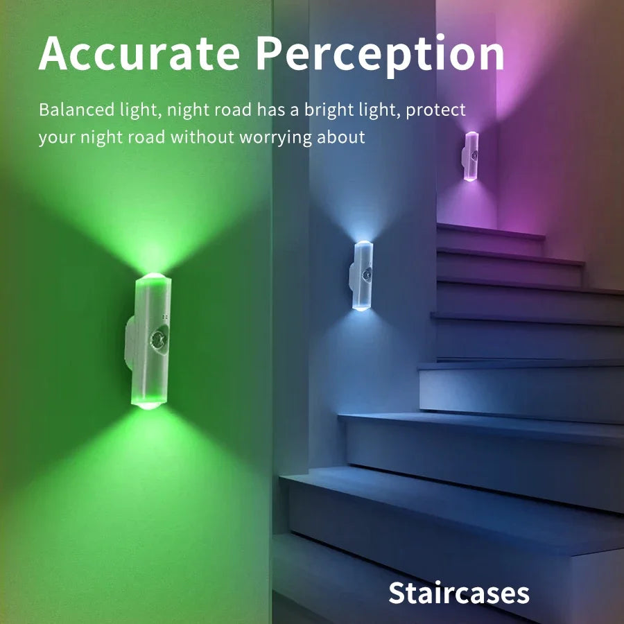 LED Night Light with Motion Sensor Wall Lamp Rechargeable RGB Gradient Ambient Night Lights Magnetic Sunset Lamp Room Decoration