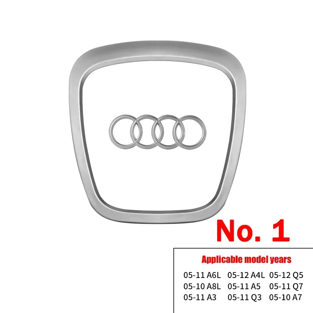 Automobile Steering Wheel Logo Bright Frame Strip Electroplated Car Logo Sticker For Audi A3 A4 B8 8P B9 8V A5 A6 C7 A7 Q3 Q5 Q7