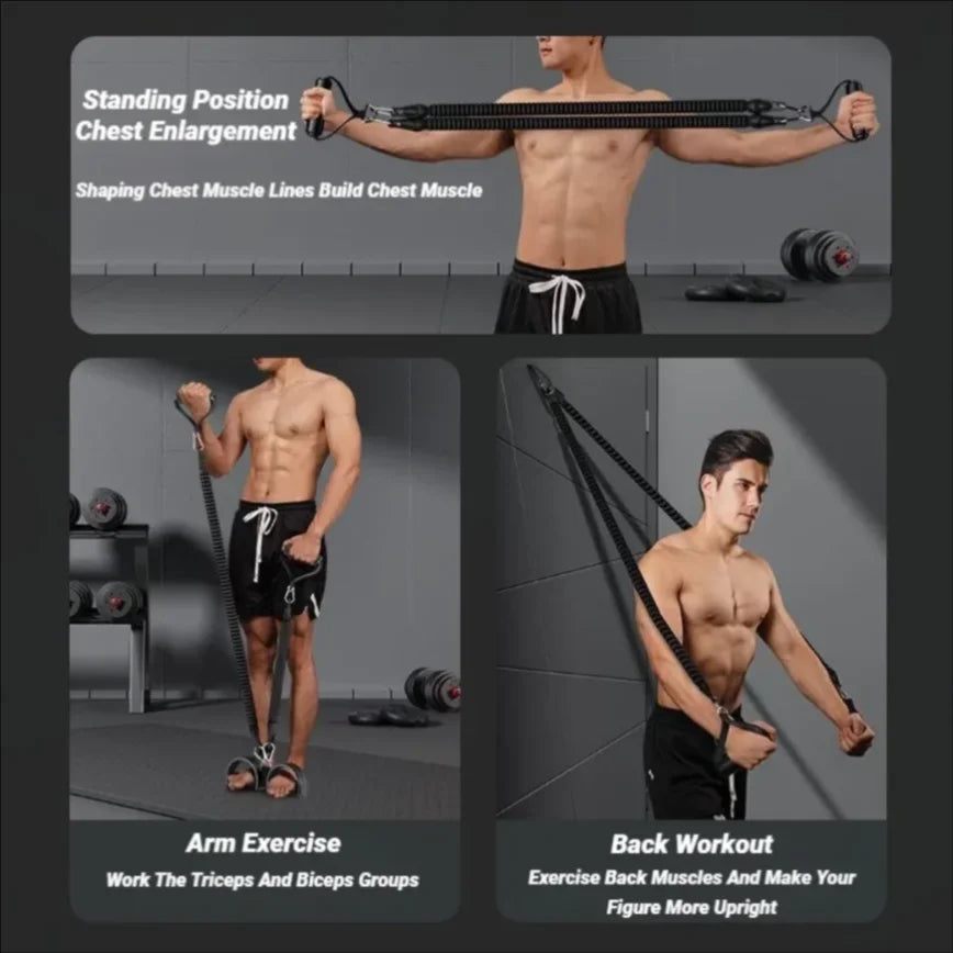 Adjustable Tension Pull Rope Muscle Builder for Back Abs and Arms Exercise