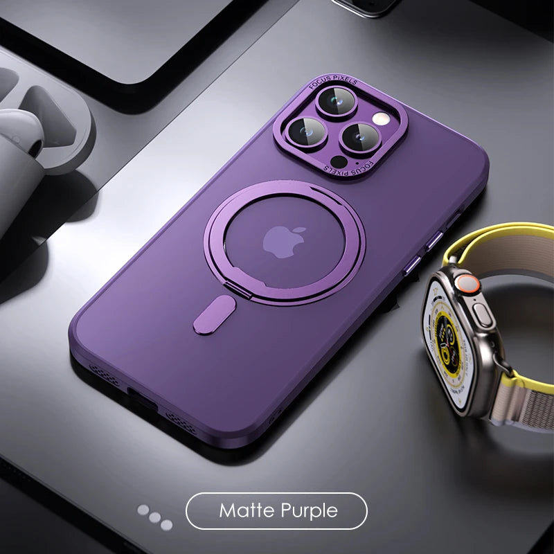 Premium iPhone Case 🔥 – 360° Rotating Ring Holder & Magnetic Stand