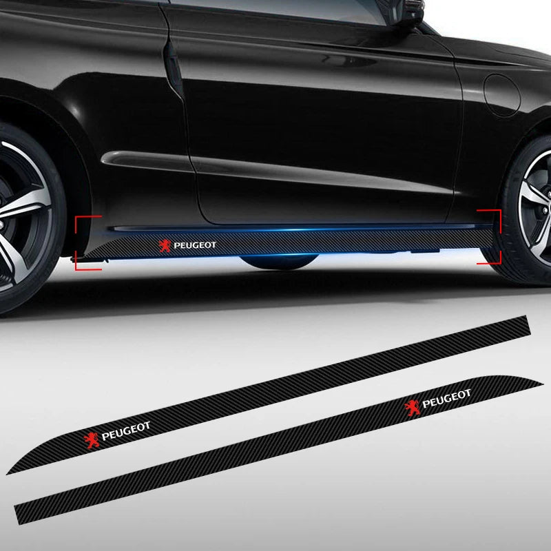2pcs Car Door Side Skirt Car Body Decal Carbon Fiber Sticker For Peugeot 407 3008 307 308 206 508 208 207 607 106 301 408 5008