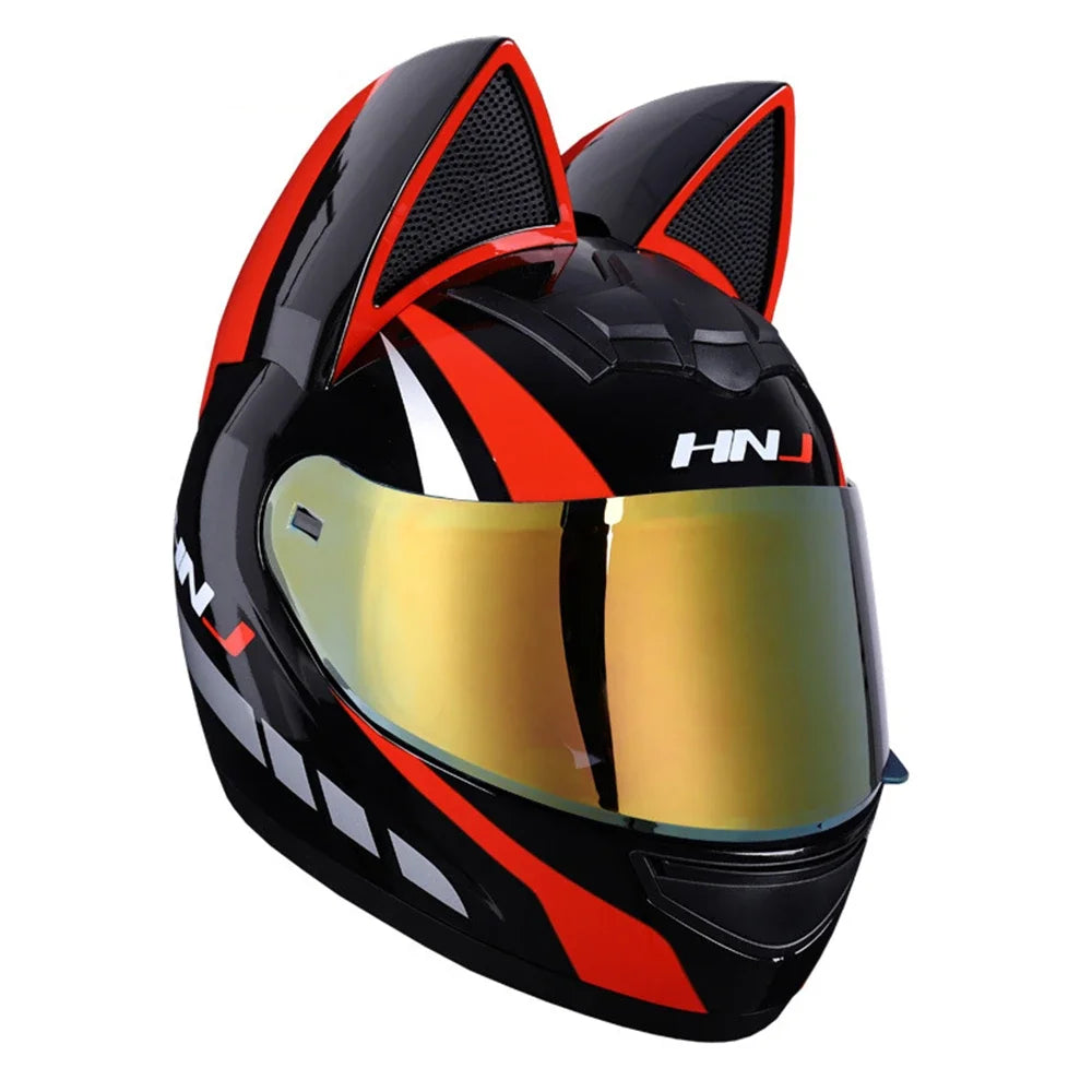 KEMIMOTO Full Face Motorcycle Helmet Cat Ear For Women Motocross Motorbike Men's Moto Helmet Breathable DOT Girlfriend Gift
