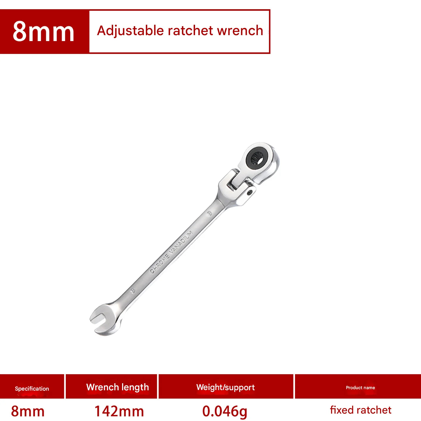 1Pc 72-Tooth Ratchet Wrench Set, Chrome Vanadium Steel, Adjustable Torque for Auto & Heavy-Duty Use