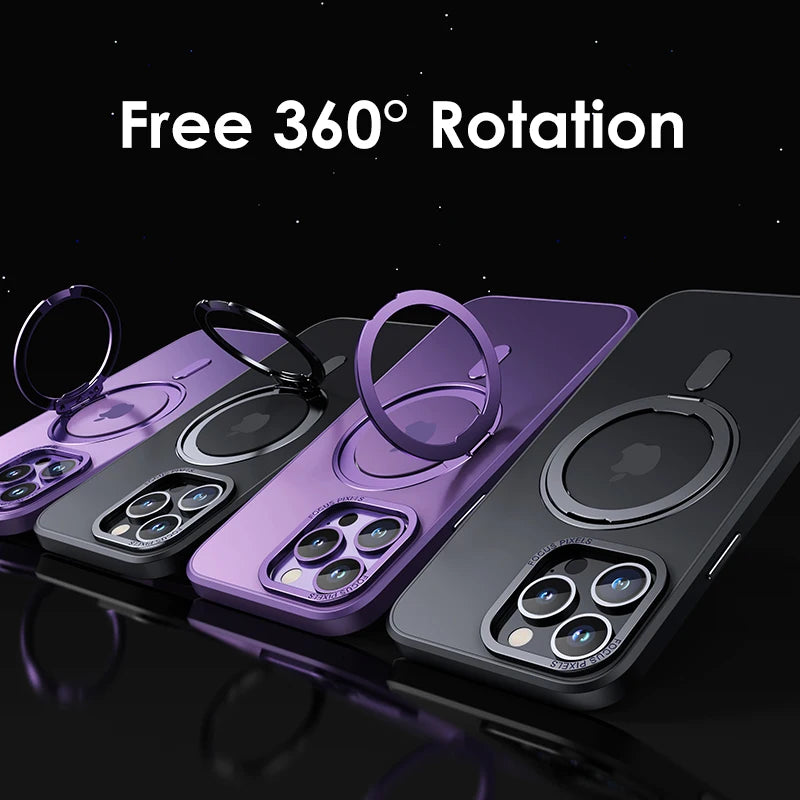 Premium iPhone Case 🔥 – 360° Rotating Ring Holder & Magnetic Stand