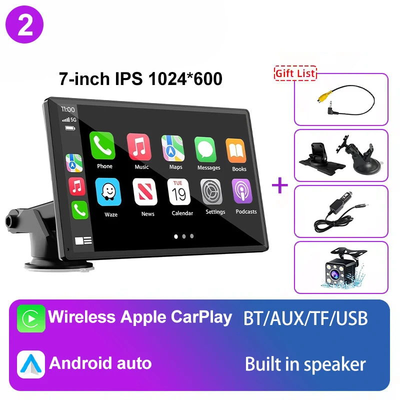 Universal Portable IPS 7inches android auto Apple CarPlay Car Radio Video Mp5 Wireless Carplay Screen for IOS Android