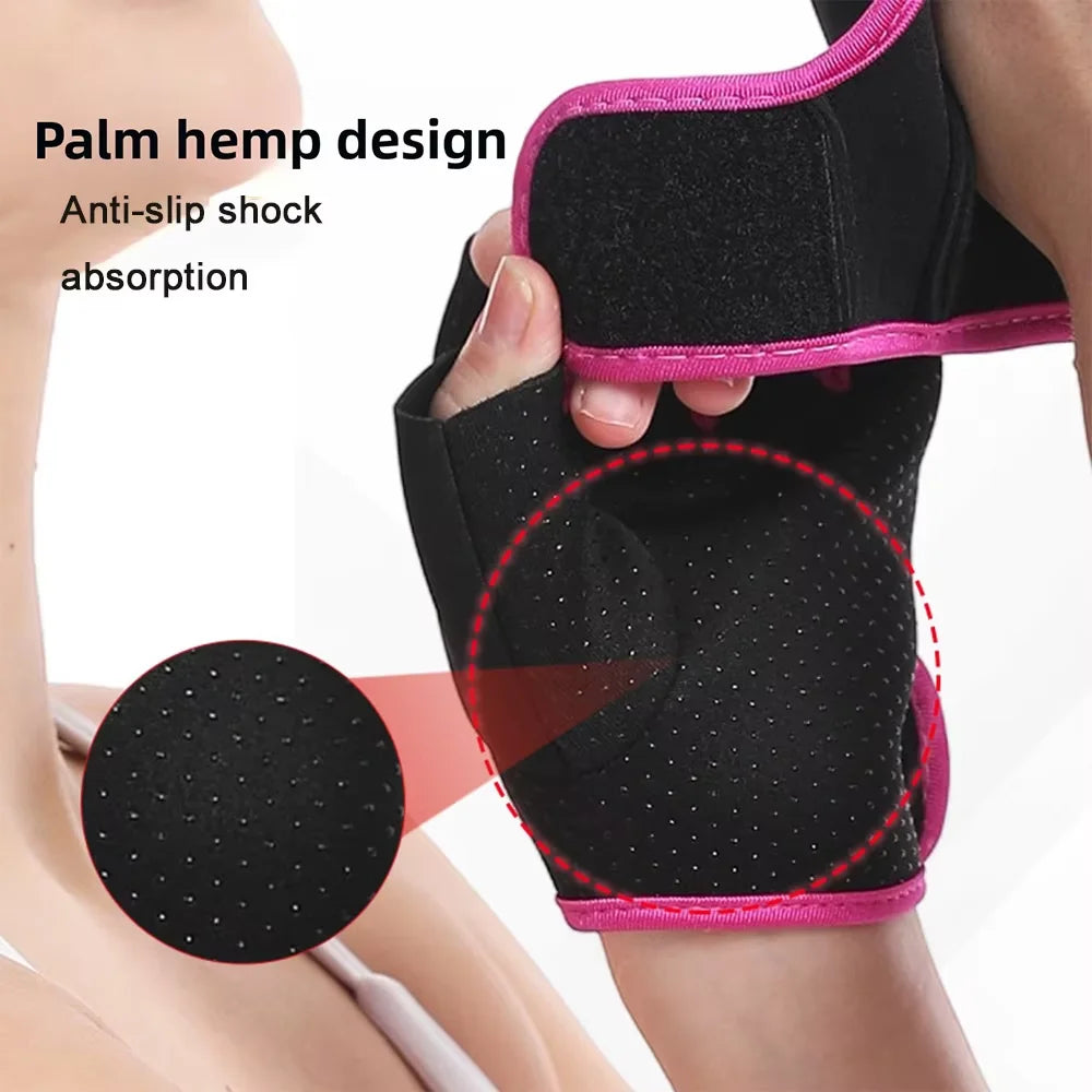 1 Pair Unisex Adjustable Sports Gloves For Autumn And Winter with Anti-slip Silicone Dots for Weightlifting Cycling Squat
