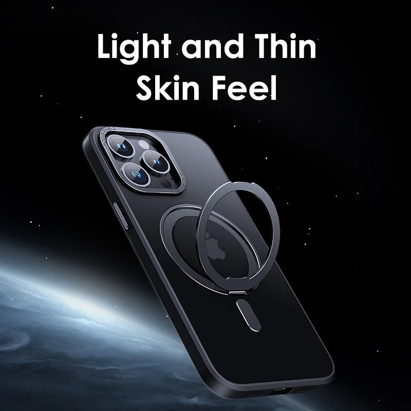 Premium iPhone Case 🔥 – 360° Rotating Ring Holder & Magnetic Stand