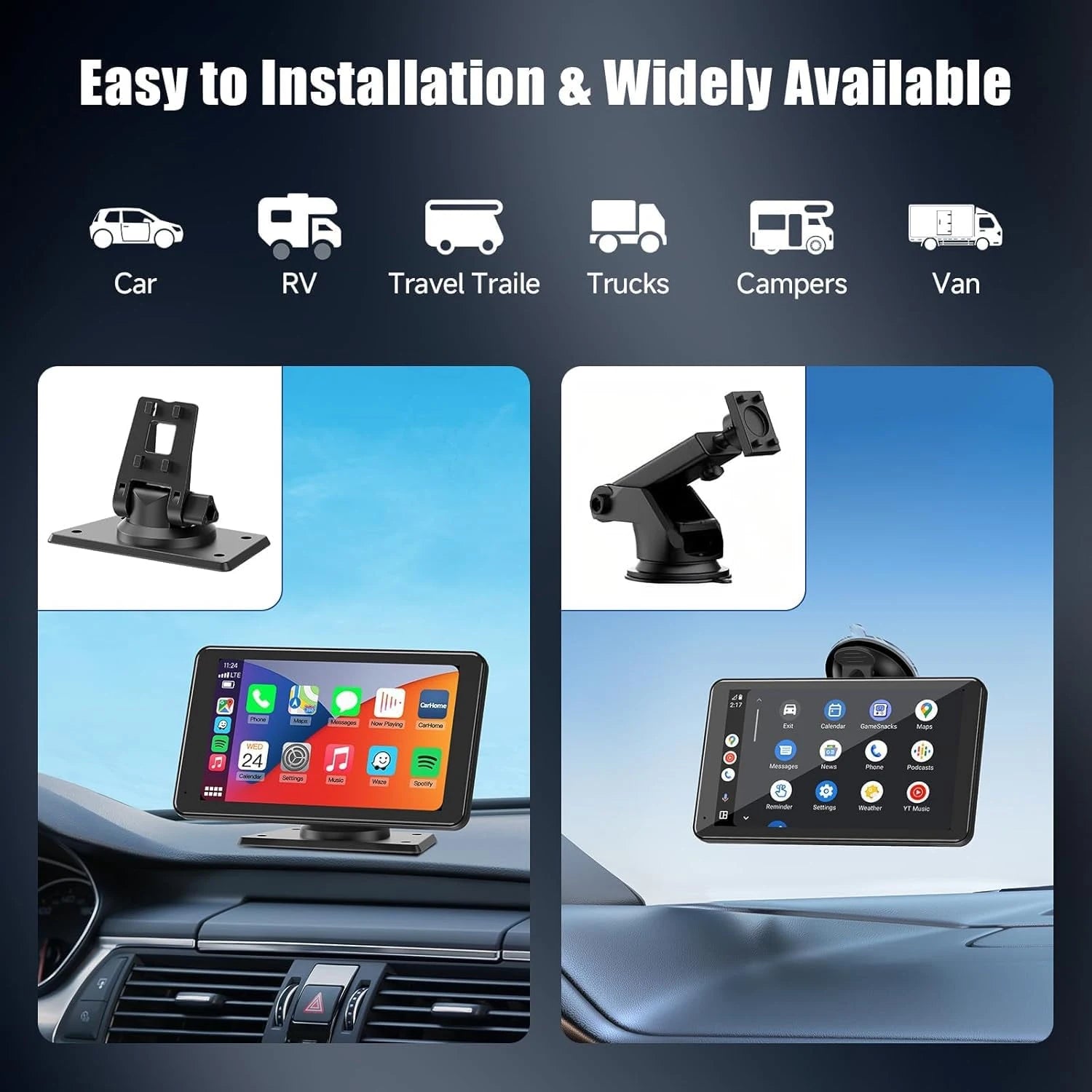 Universal Portable IPS 7inches android auto Apple CarPlay Car Radio Video Mp5 Wireless Carplay Screen for IOS Android