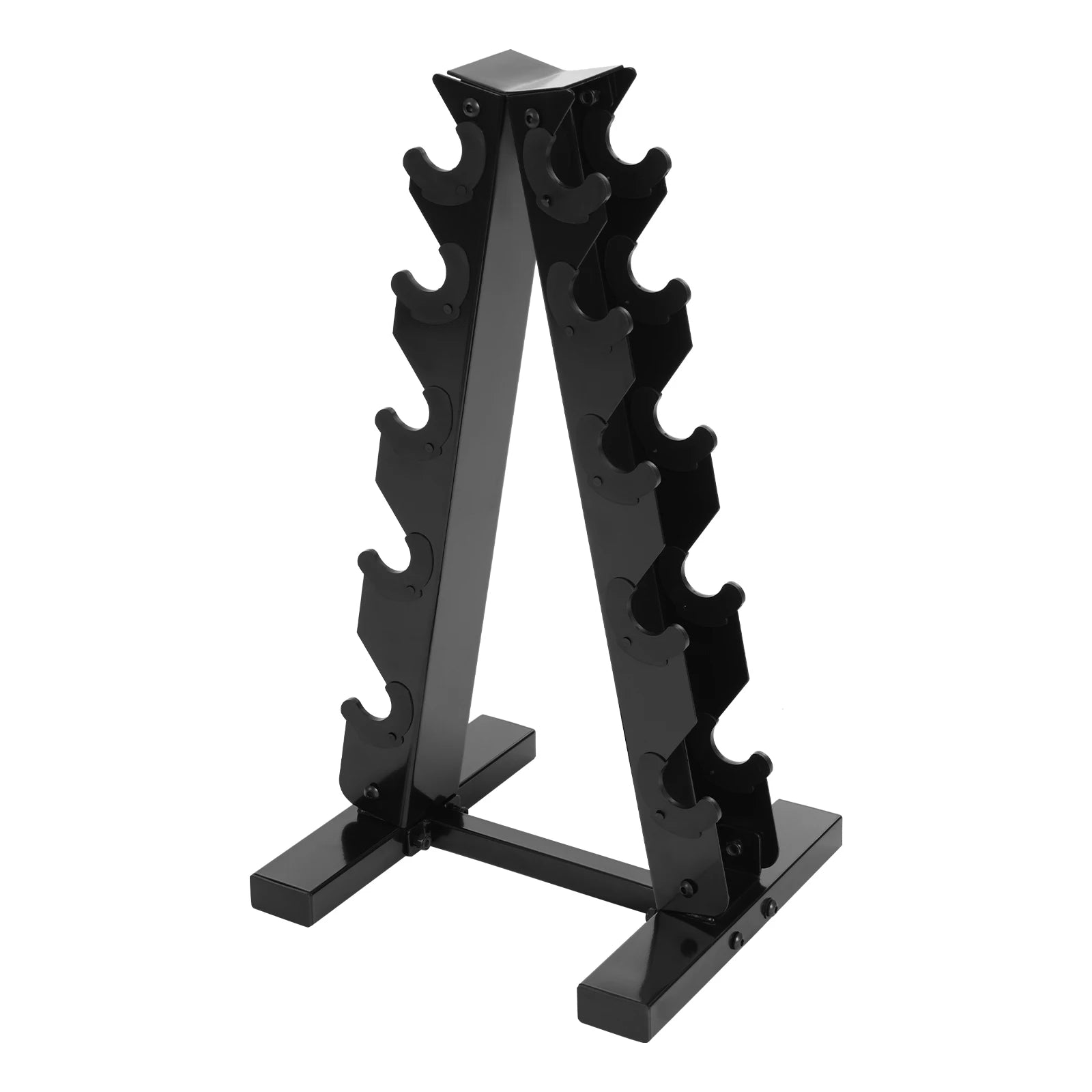 Black/White 5-Tier Dumbbell Holder A-Frame Storage Rack 100kg Rubber Hex Neoprene Dumbbell Bracket for Home Hotel Gym