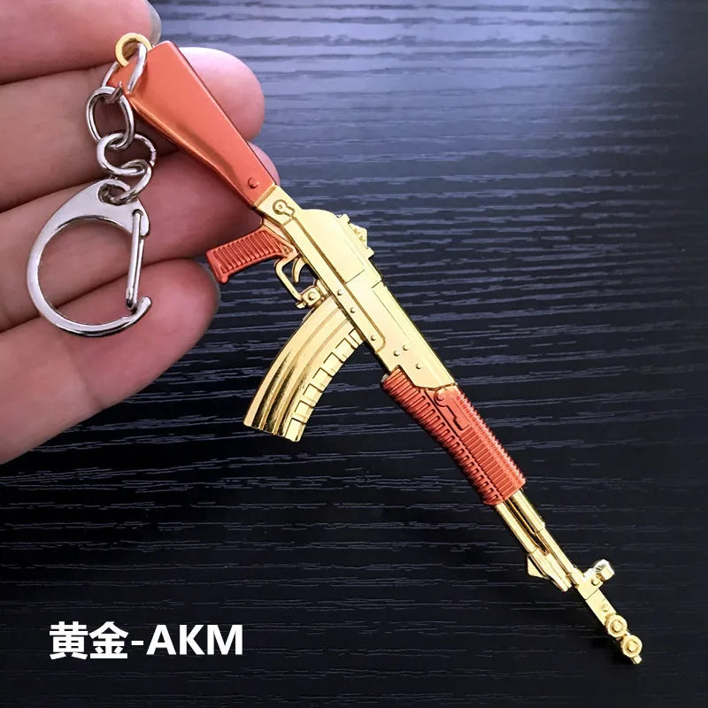 Mini PUBG Gun Keychain – AWM & AK47 Metal Keyring | Gaming Weapon Charm