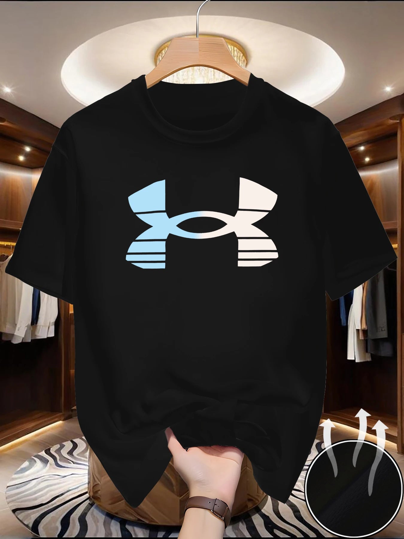 Men's Summer Cotton Breathable T-Shirt Fashion Brand Printed Pattern Long Crew Neck Short Sleeve Casual Tops