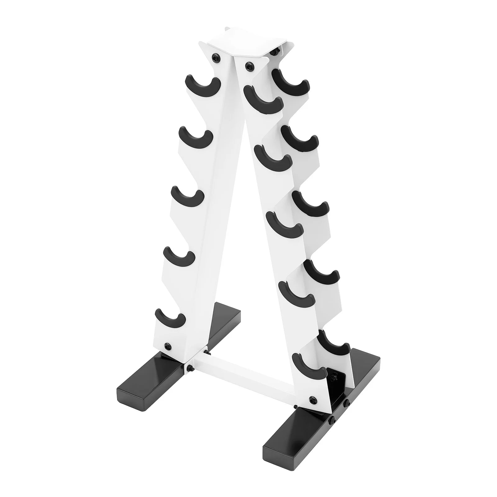 Black/White 5-Tier Dumbbell Holder A-Frame Storage Rack 100kg Rubber Hex Neoprene Dumbbell Bracket for Home Hotel Gym