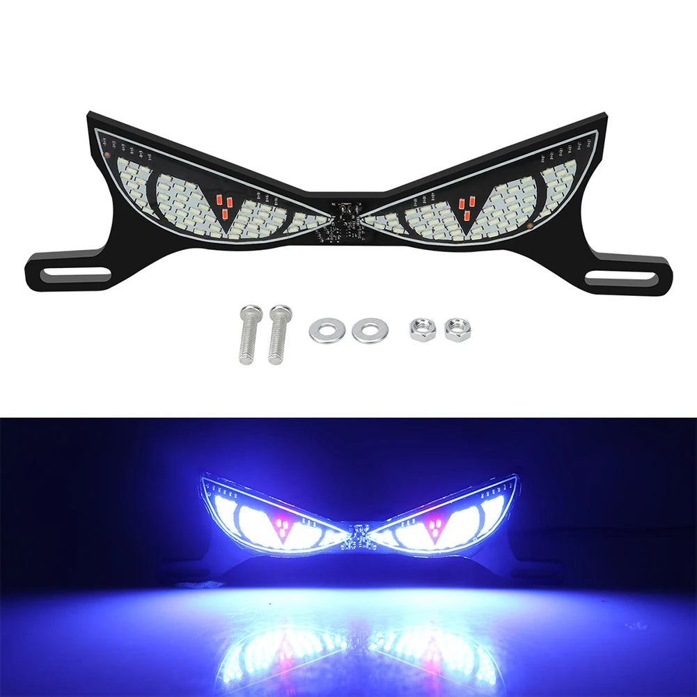 12V Motorcycle License Plate Tail Light Modified Decorative Atmosphere Lamp LED Devil Eye Strobe Single Lights Universal