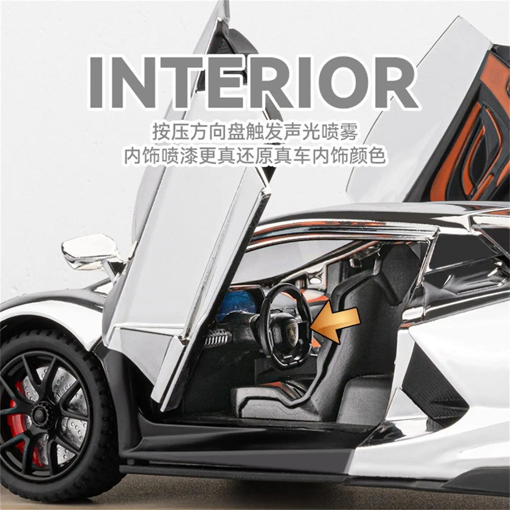 Spray 1:24 Lamborghini Revuelto Countach LP500S Supercar Alloy Metal Diecast Model Car Home Decoration Computer Desktop Present
