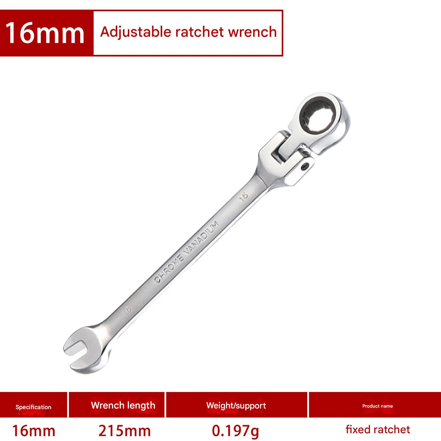 1Pc 72-Tooth Ratchet Wrench Set, Chrome Vanadium Steel, Adjustable Torque for Auto & Heavy-Duty Use
