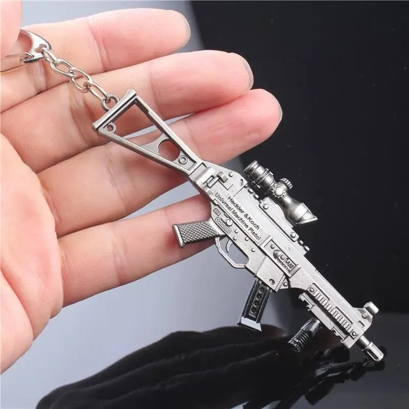 Mini PUBG Gun Keychain – AWM & AK47 Metal Keyring | Gaming Weapon Charm
