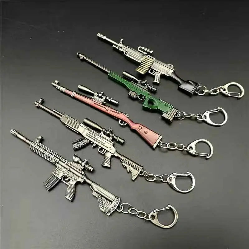 Mini PUBG Gun Keychain – AWM & AK47 Metal Keyring | Gaming Weapon Charm