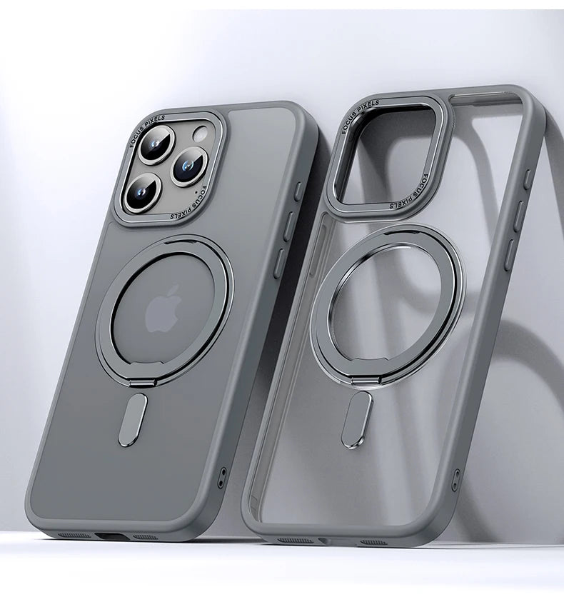 Premium iPhone Case 🔥 – 360° Rotating Ring Holder & Magnetic Stand