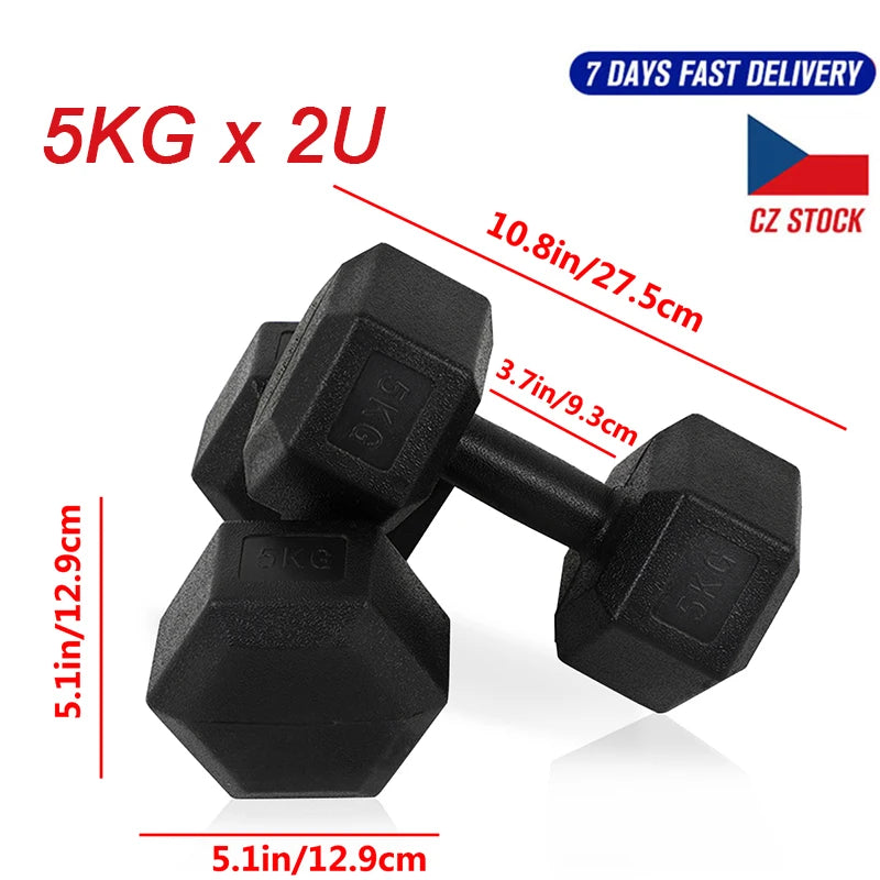 5-10kg Hexagonal Dumbbells Set of 2 Workout Weights for Home Gym Fitness