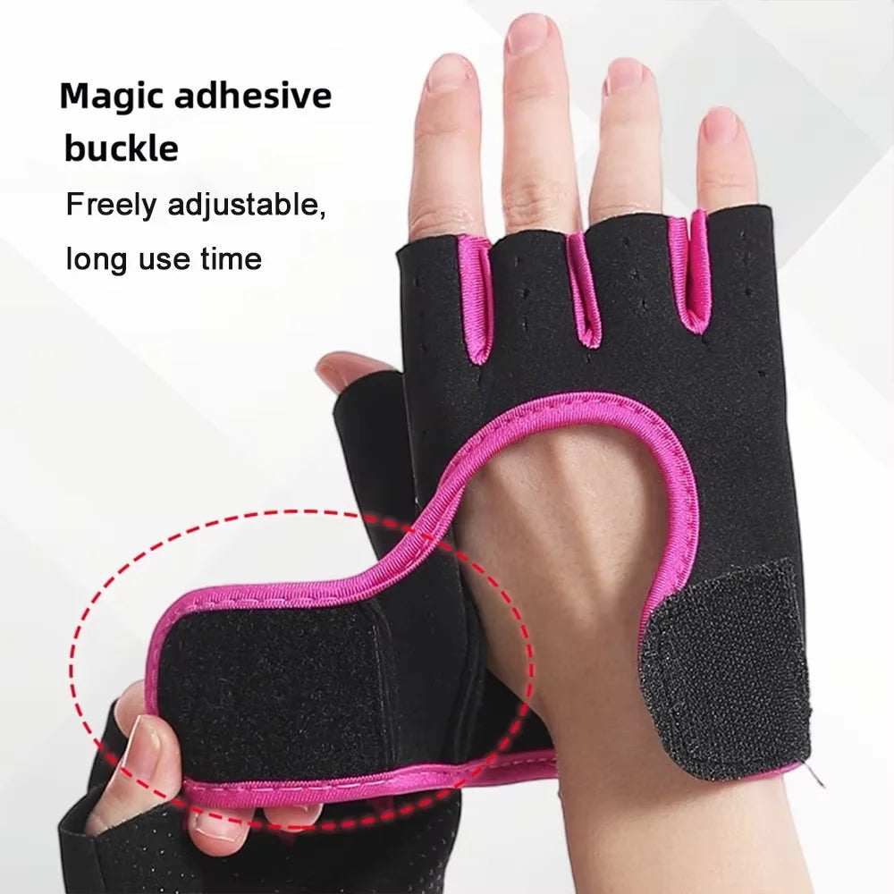 1 Pair Unisex Adjustable Sports Gloves For Autumn And Winter with Anti-slip Silicone Dots for Weightlifting Cycling Squat