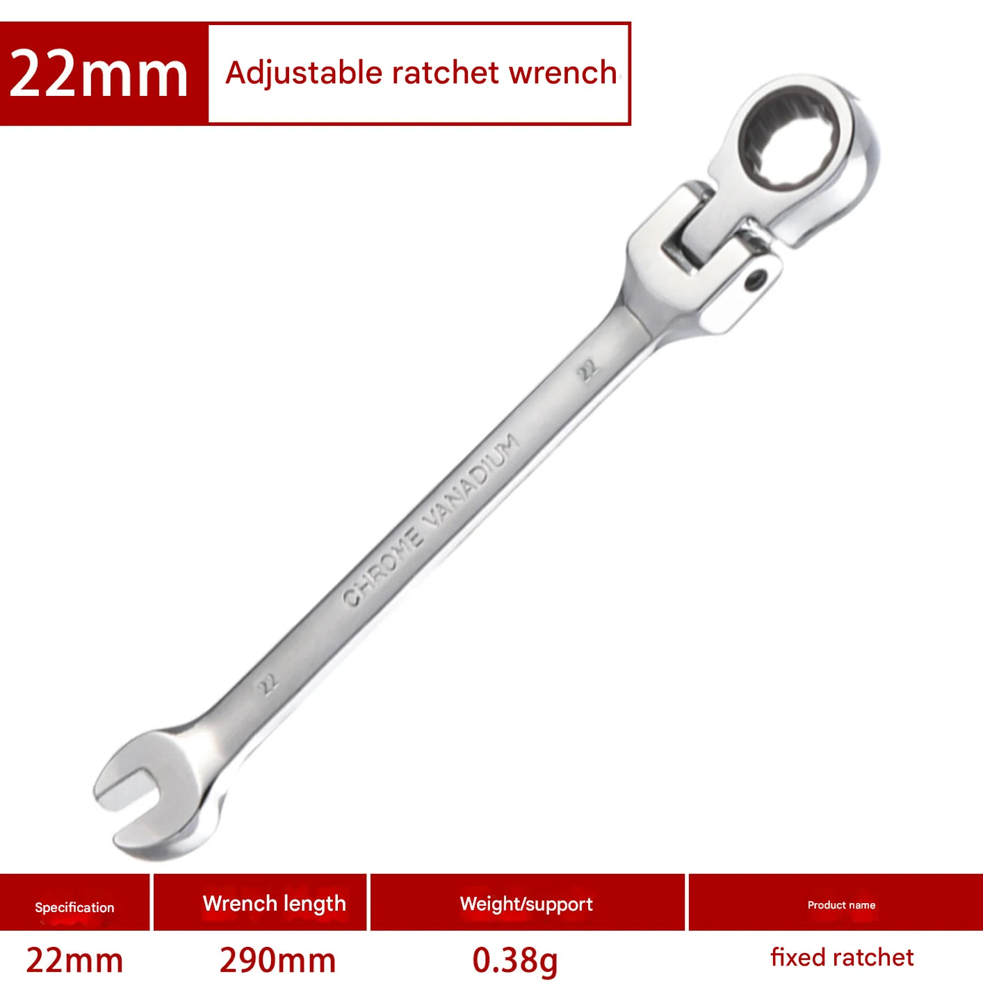 1Pc 72-Tooth Ratchet Wrench Set, Chrome Vanadium Steel, Adjustable Torque for Auto & Heavy-Duty Use
