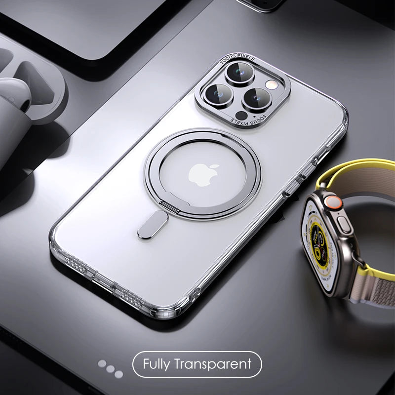 Premium iPhone Case 🔥 – 360° Rotating Ring Holder & Magnetic Stand