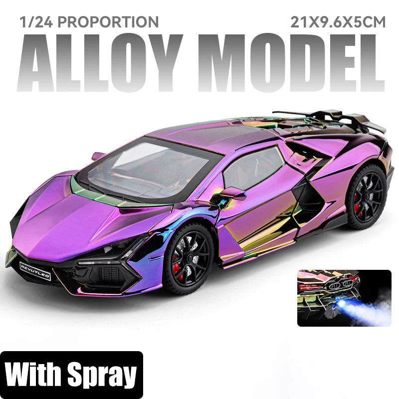 Spray 1:24 Lamborghini Revuelto Countach LP500S Supercar Alloy Metal Diecast Model Car Home Decoration Computer Desktop Present