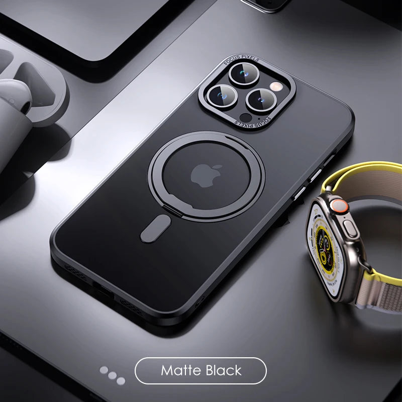 Premium iPhone Case 🔥 – 360° Rotating Ring Holder & Magnetic Stand