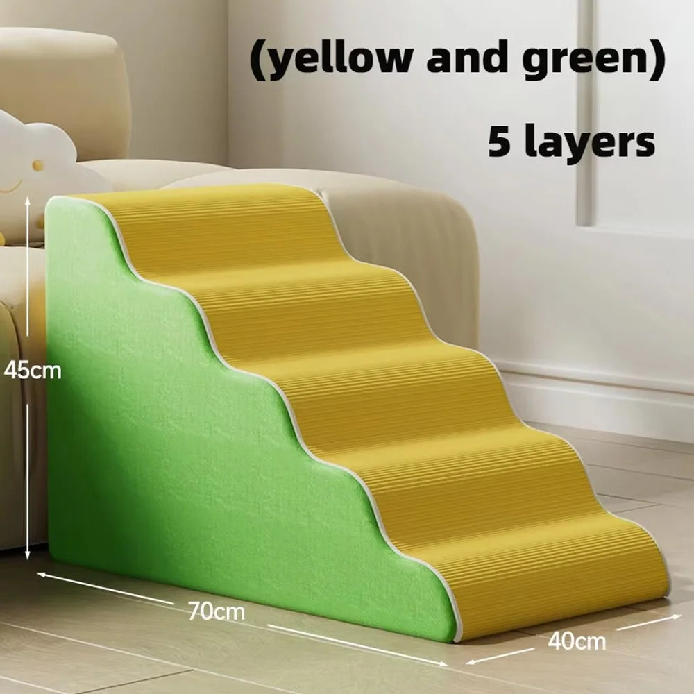 3/4/5 Step Dog Cat Ramp Ladder Pet Stair in Memory Foam Sponge Dogs Sofa Removable Washable Training Pet Ramp Stairs Pet Supplies