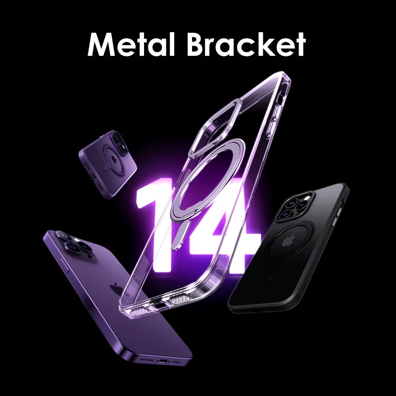Premium iPhone Case 🔥 – 360° Rotating Ring Holder & Magnetic Stand