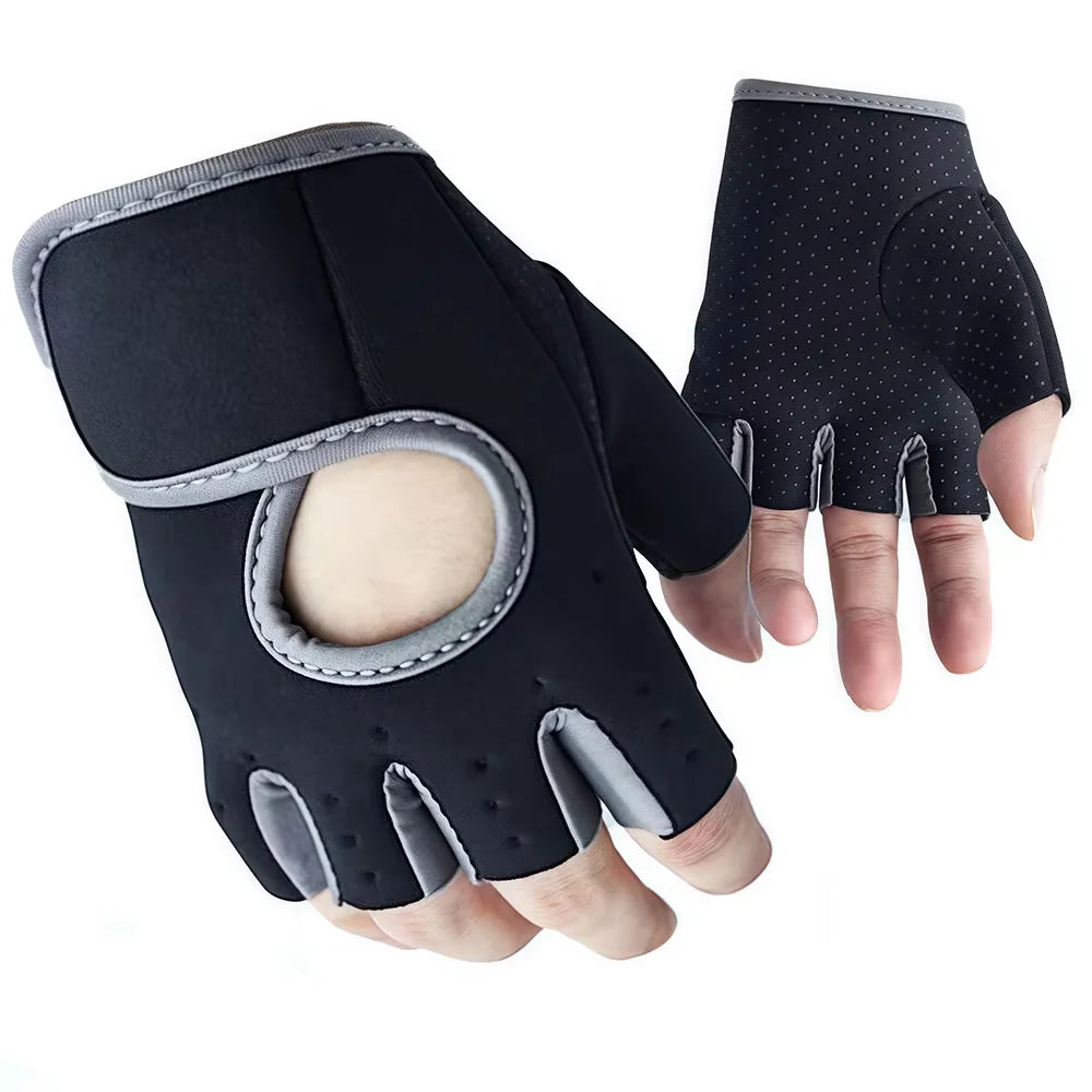 1 Pair Unisex Adjustable Sports Gloves For Autumn And Winter with Anti-slip Silicone Dots for Weightlifting Cycling Squat