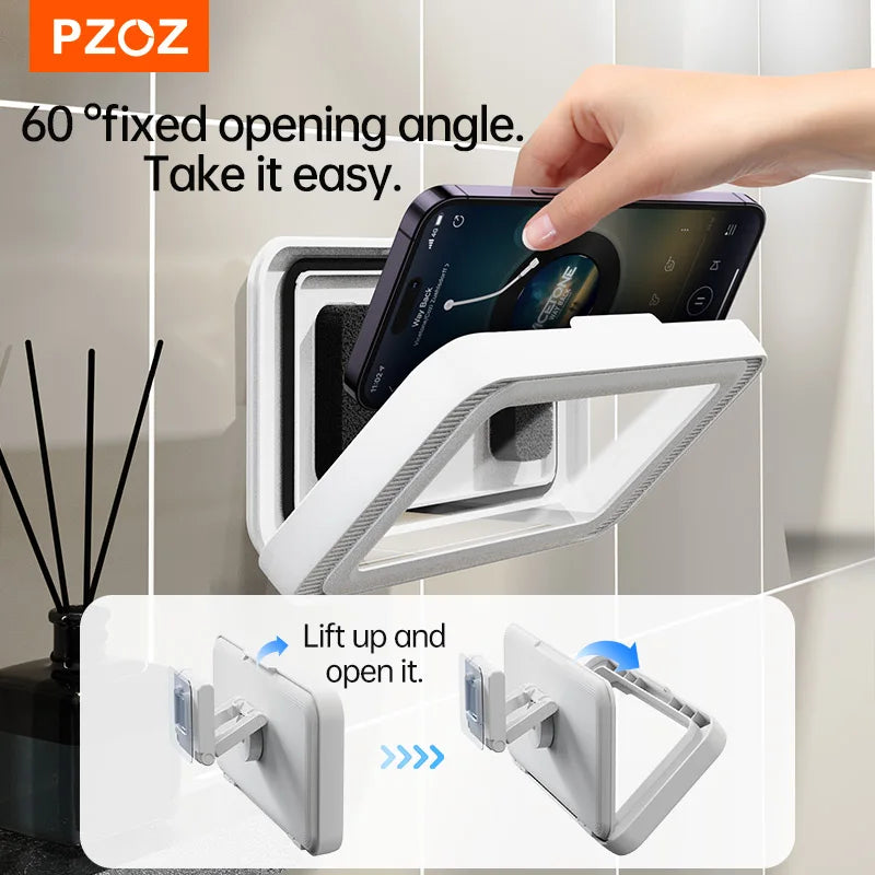 PZOZ Shower Phone Holder On Wall Holder Bracket 6 Inch Rotation Phone Holder Waterproof Storage Box Case For Mobile Phone Holder
